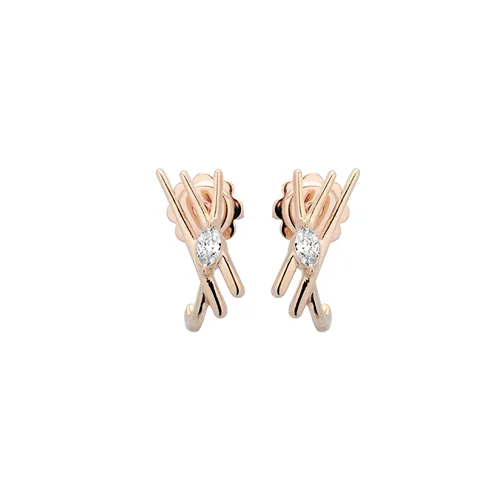 Boucles d'Oreilles Diamants Navettesen Or Rose 