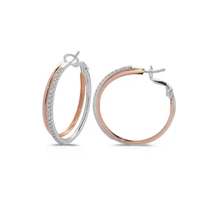 Créoles Diamants en Or Bicolore 