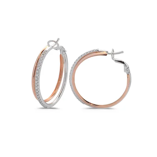 Créoles Diamants en Or Bicolore 