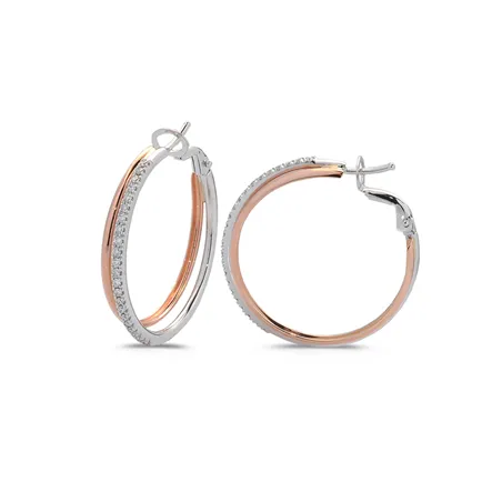 Créoles Diamants en Or Bicolore 