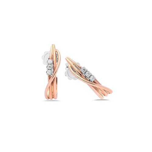 Boucles d'Oreilles DiamantsenOr Bicolore