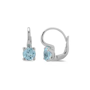 Boucles d'Oreilles dormeuses Topaze en Or Blanc 