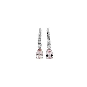 Boucles d OreillesMorganite Poire Or Blanc 