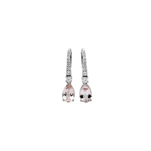 Boucles d OreillesMorganite Poire Or Blanc 