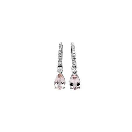 Boucles d OreillesMorganite Poire Or Blanc 