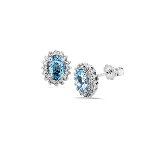 Boucles d'Oreilles Aigue-Marines en Or Blanc 