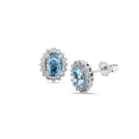 Boucles d'Oreilles Aigue-Marines en Or Blanc 