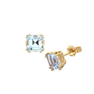 Boucles d'Oreilles Aigue-Marines en Or Jaune