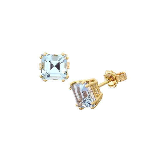 Boucles d'Oreilles Aigue-Marines en Or Jaune