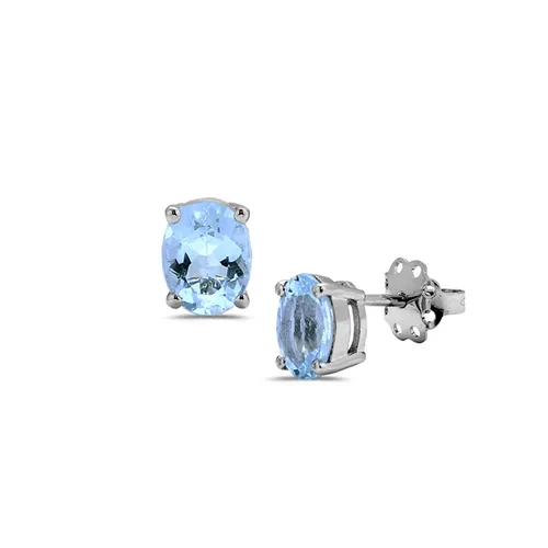 Boucles d'Oreilles Aigue-Marines en Or Blanc 