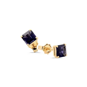Boucles d'Oreilles Iolites Octogonalesen Or Jaune