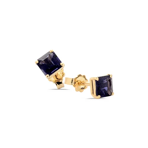 Boucles d'Oreilles Iolites Octogonalesen Or Jaune