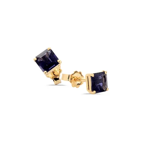 Boucles d'Oreilles Iolites Octogonalesen Or Jaune