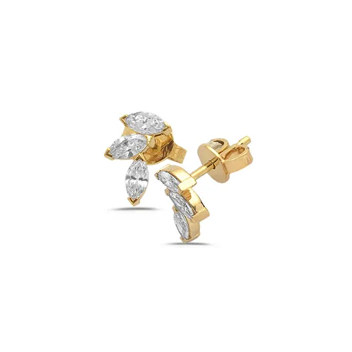 Boucles d'Oreilles Diamants en Or Jaune 