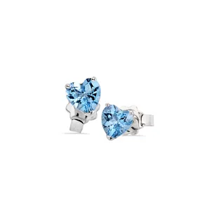 Boucles d Oreilles Aigue Marin Or Blanc 