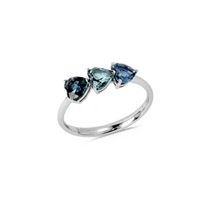 Bague Trilogie Tourmalines Bleues Coeurs 1.16ct
