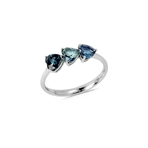 Bague Trilogie Tourmalines Bleues Coeurs 1.16ct