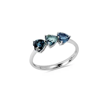 Bague Trilogie Tourmalines Bleues Coeurs 1.16ct