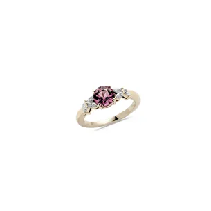 Bague Rubellite Ronde 0.66ct et Diamants