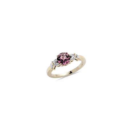 Bague Rubellite Ronde 0.66ct et Diamants