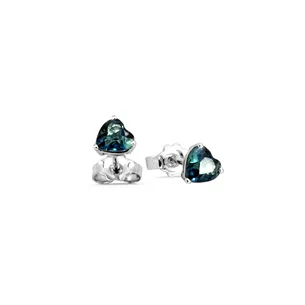 Boucles d'Oreilles Tourmalines Bleues Lagon Coeur 0.76ct