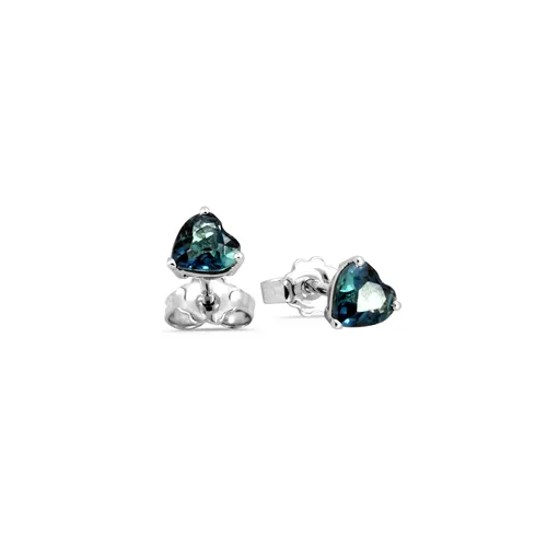 Boucles d'Oreilles Tourmalines Bleues Lagon Coeur 0.76ct