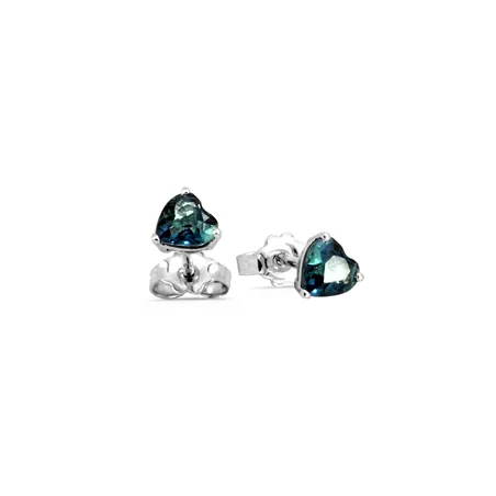 Boucles d'Oreilles Tourmalines Bleues Lagon Coeur 0.76ct
