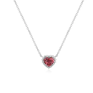 Collier Tourmaline Rose Coeur 1.64ct du Brésil entourage Diamants